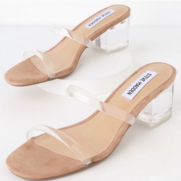 Steve Madden Shoes - Steve Madden Issy Block Heel Sandal Clear 8.5